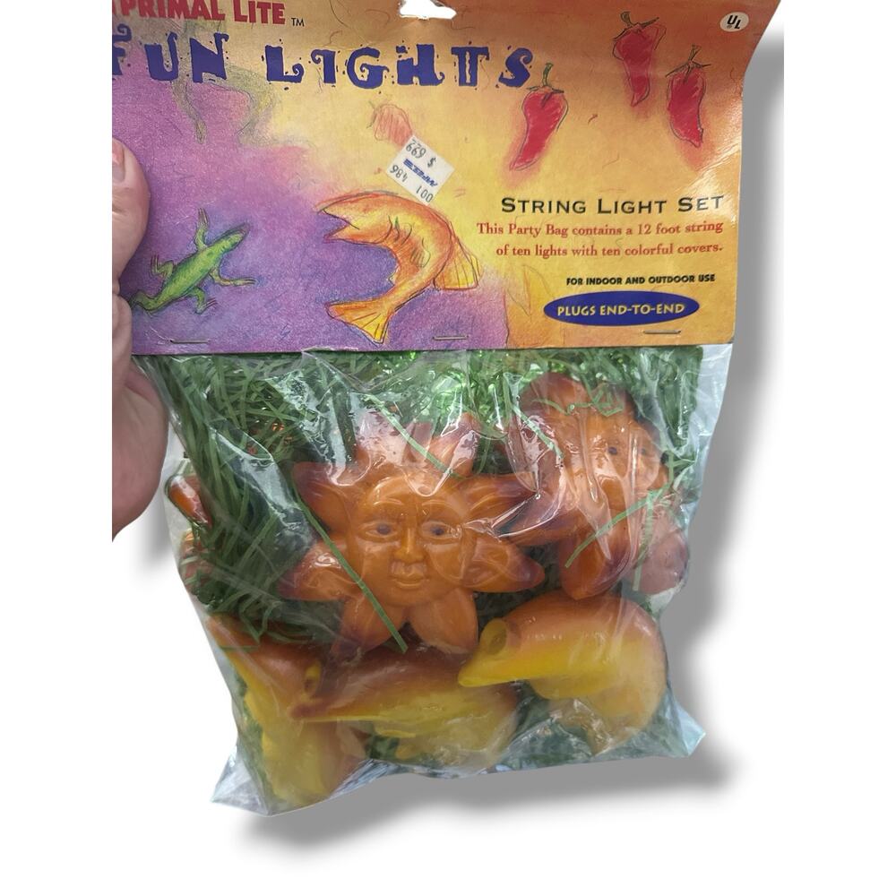 Vintage Primal Lite Fun Lights String Set Lot of 2 Sun Moon Celestial NOS 1999